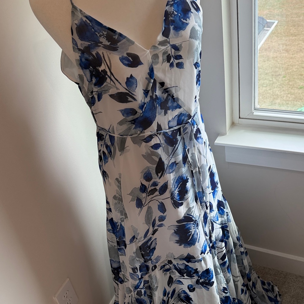 Lulu's White Maxi Dress with Blue Floral Print - Picture 2 of 4